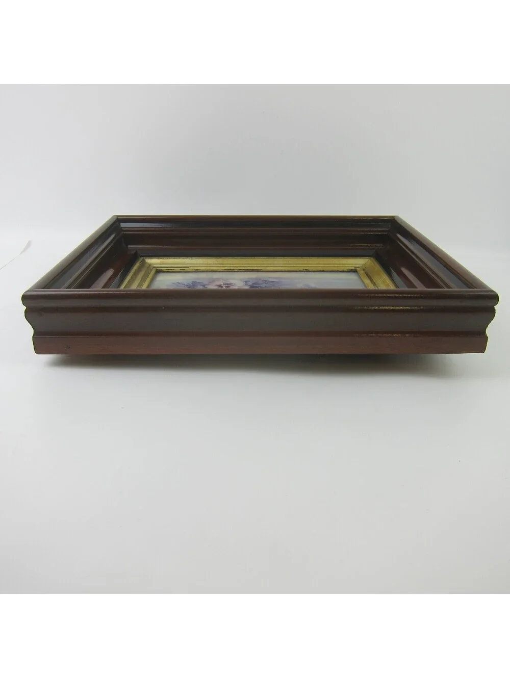 Antique Victorian Deep Picture Frame Wood Gold Gilt Sonie Ames Flower Print